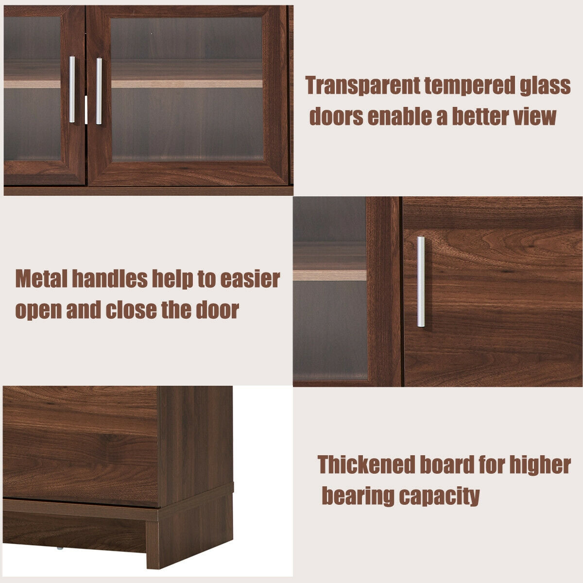 Modern Media Console with Adjustable Shelves for TVs up to 70 Inches – Walnut