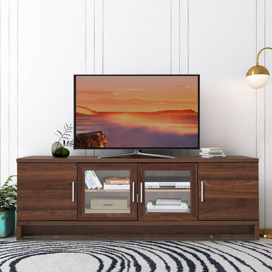 Modern Media Console with Adjustable Shelves for TVs up to 70 Inches – Walnut