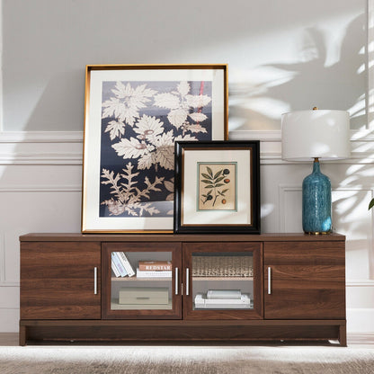 Modern Media Console with Adjustable Shelves for TVs up to 70 Inches – Walnut
