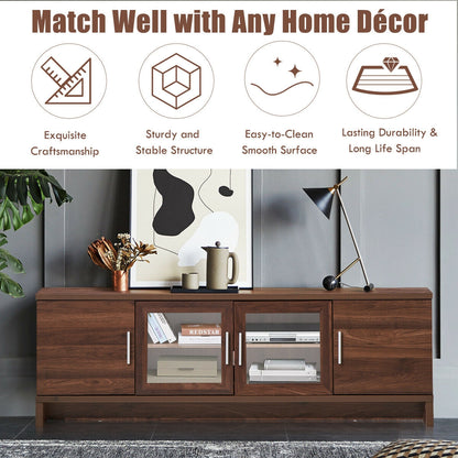 Modern Media Console with Adjustable Shelves for TVs up to 70 Inches – Walnut