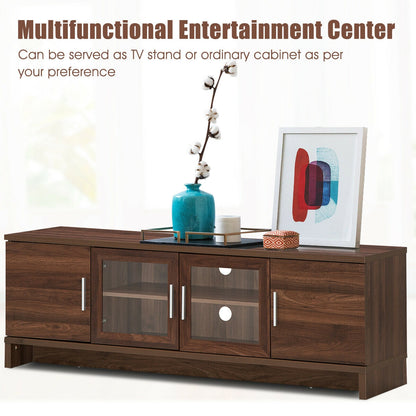 Modern Media Console with Adjustable Shelves for TVs up to 70 Inches – Walnut