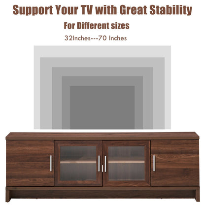 Modern Media Console with Adjustable Shelves for TVs up to 70 Inches – Walnut