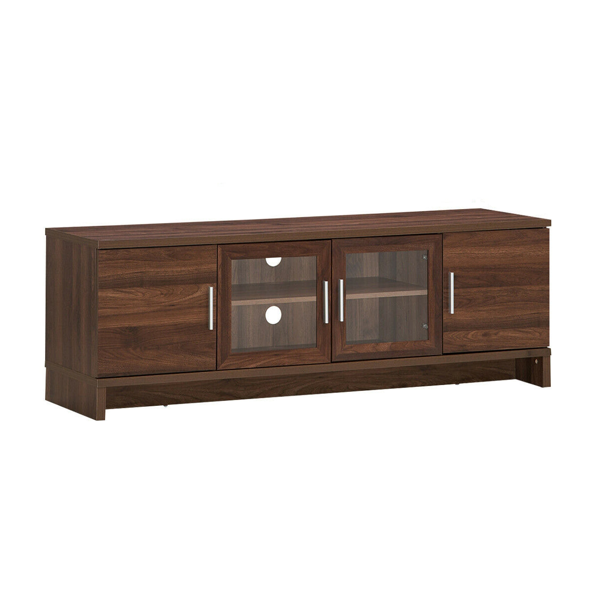 Modern Media Console with Adjustable Shelves for TVs up to 70 Inches – Walnut