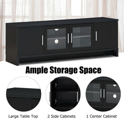 Modern Media Console with Adjustable Shelves for TVs up to 70 Inches – Black