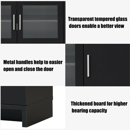 Modern Media Console with Adjustable Shelves for TVs up to 70 Inches – Black