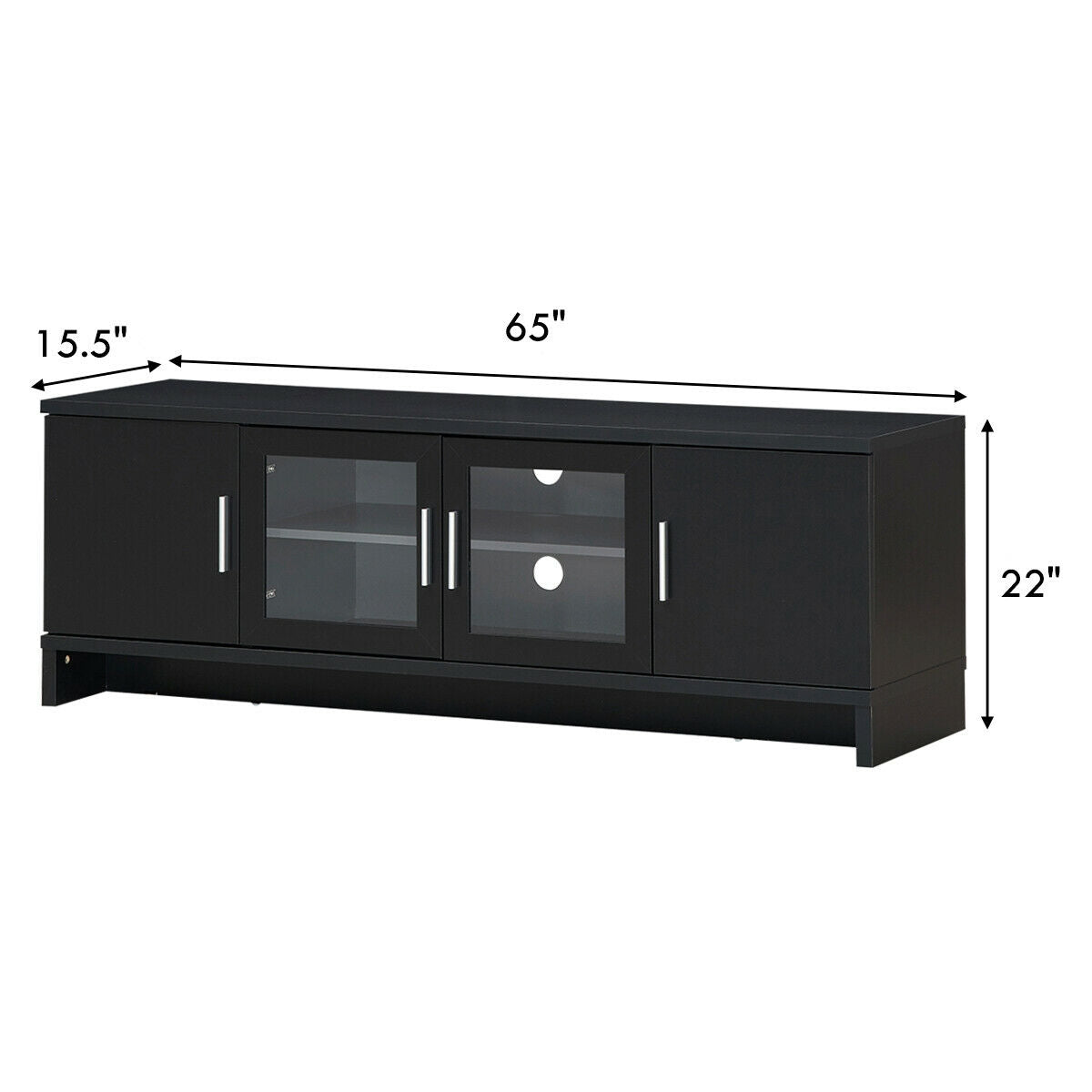 Modern Media Console with Adjustable Shelves for TVs up to 70 Inches – Black