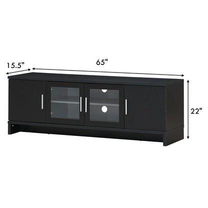 Modern Media Console with Adjustable Shelves for TVs up to 70 Inches – Black