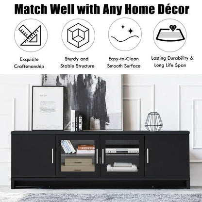 Modern Media Console with Adjustable Shelves for TVs up to 70 Inches – Black