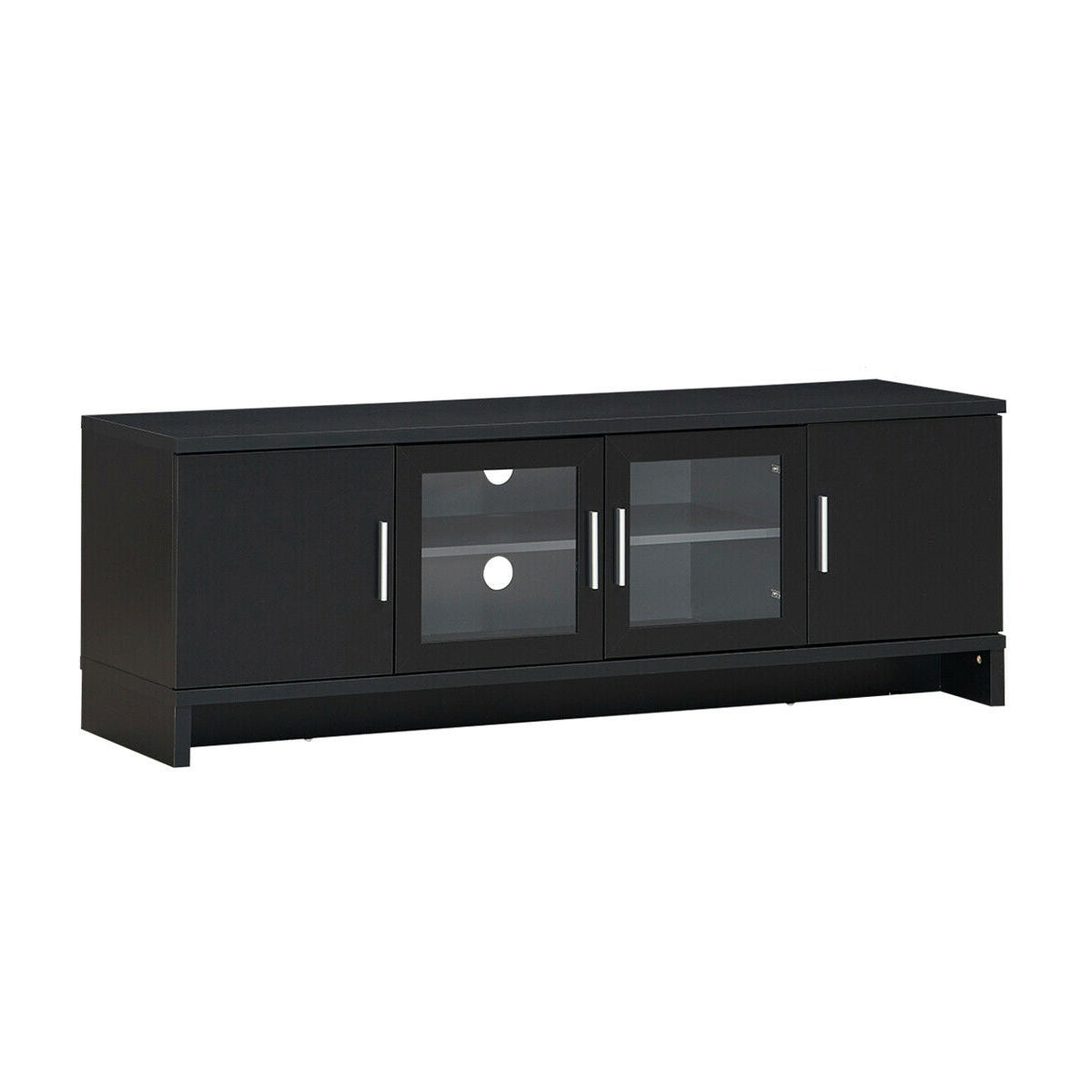 Modern Media Console with Adjustable Shelves for TVs up to 70 Inches – Black