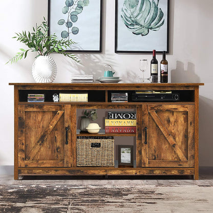 60" Industrial TV Stand with Shelves and Storage Cabinet for TVs up to 65 Inches