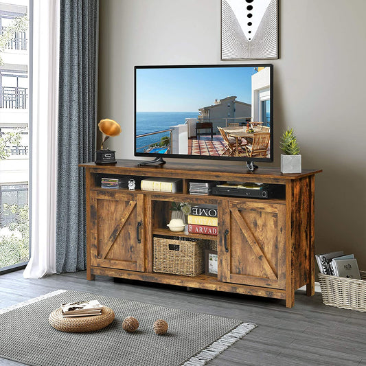 60" Industrial TV Stand with Shelves and Storage Cabinet for TVs up to 65 Inches