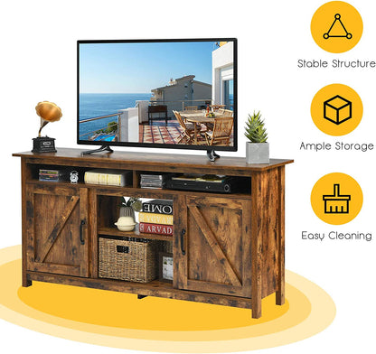 60" Industrial TV Stand with Shelves and Storage Cabinet for TVs up to 65 Inches