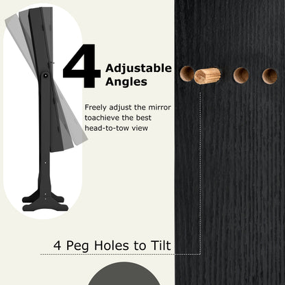 Freestanding Jewelry Armoire with Full-Length Mirror, LED Lighting, Lockable Storage and Adjustable Tilt – Black