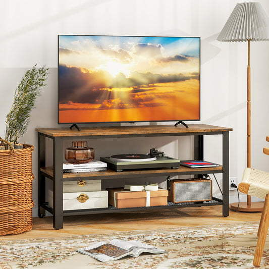 Entertainment Center with Power Outlets USB and Type-C Charging for TVs up to 50 Inch