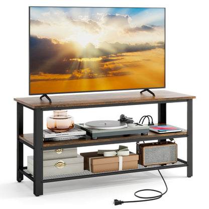 Entertainment Center with Power Outlets USB and Type-C Charging for TVs up to 50 Inch