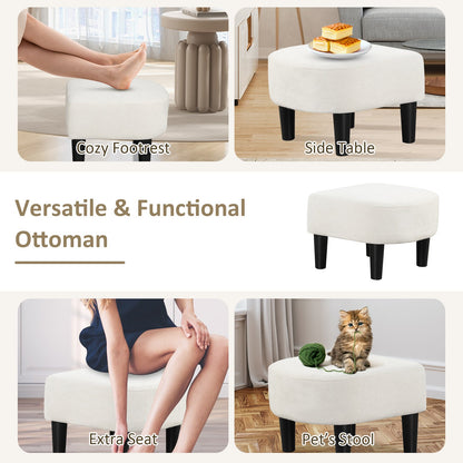 Comfortable Teddy Velvet Club Chair with Ottoman and Supportive Curved Backrest