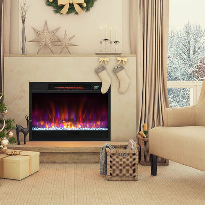 23 Inch 1500W Electric Fireplace Insert with Adjustable LED Flames & Remote Control