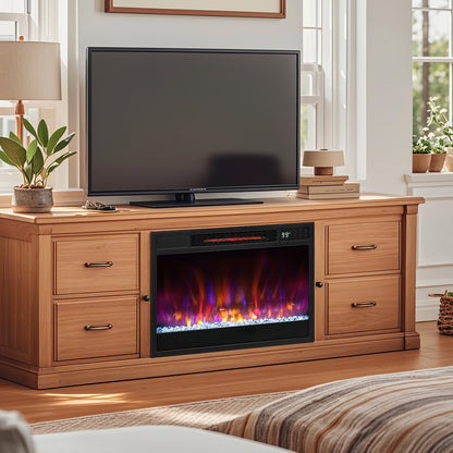 23 Inch 1500W Electric Fireplace Insert with Adjustable LED Flames & Remote Control