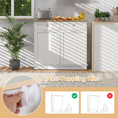 Kitchen Cabinet with Tilt-Out Bin, Dual Drawers and Adjustable Shelf - White