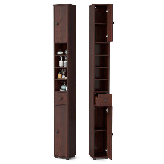 71 Inch Tall Freestanding Storage Cabinet with Adjustable Shelves and Anti-Tipping Device