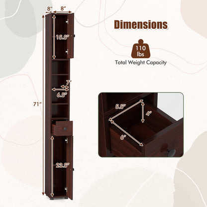 71 Inch Tall Freestanding Storage Cabinet with Adjustable Shelves and Anti-Tipping Device