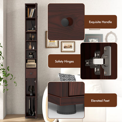 71 Inch Tall Freestanding Storage Cabinet with Adjustable Shelves and Anti-Tipping Device