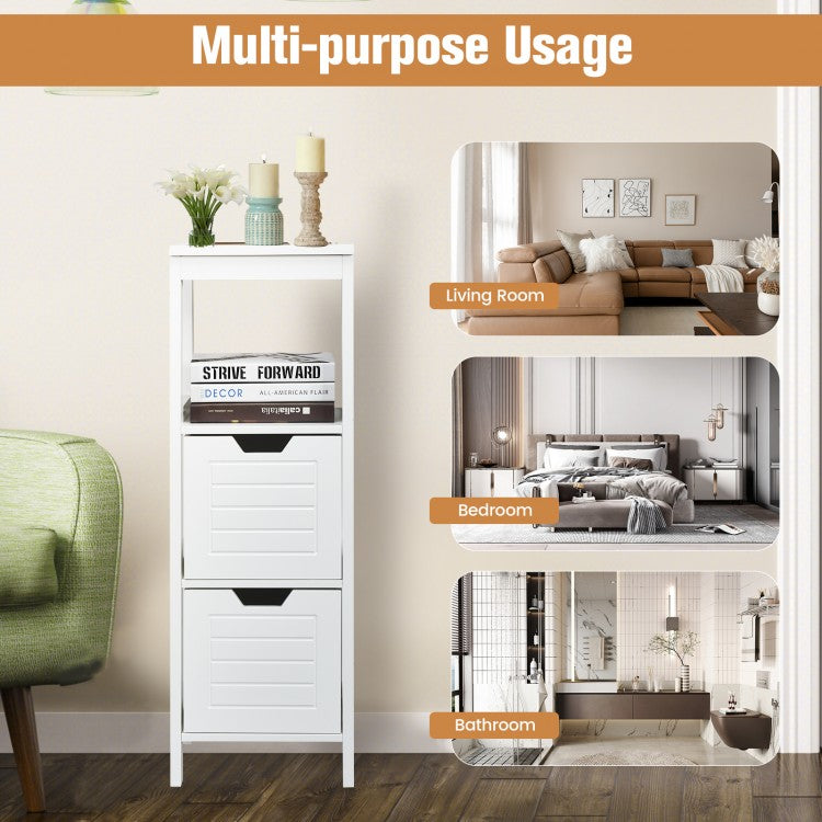 Elegant Wooden Bathroom Floor Cabinet with Multifunctional Storage & Organizer