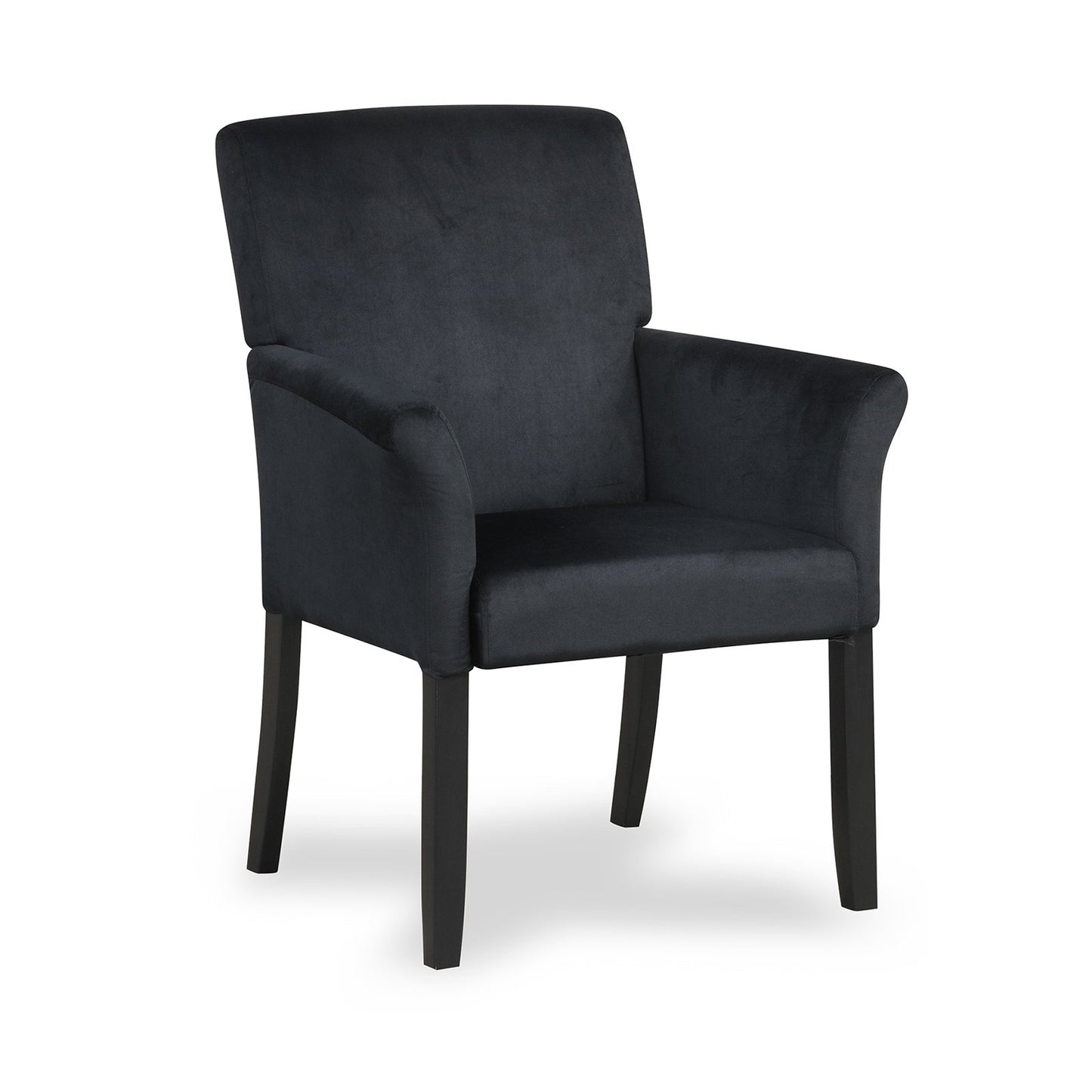 Modern Upholstered Guest Armchair with Curved Back and Solid Rubber Wood Legs in Black