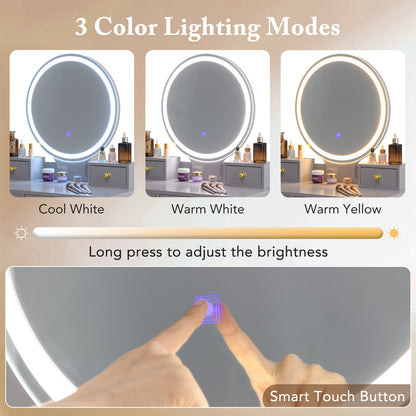 Modern Vanity Table Set with LED Mirror and Storage – Grey