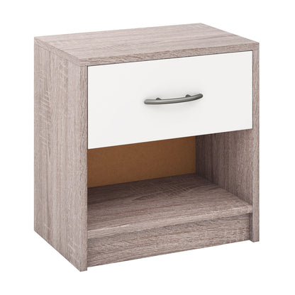 Nightstand with Drawer and Open Shelf for Bedroom or Living Room - Light Grey