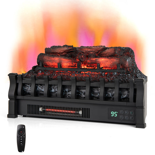 23 Inch 1500W Infrared Quartz Electric Fireplace with Adjustable Flame, Resin Pinewood Logs & Remote Control
