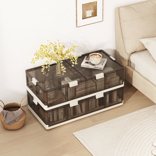 2 Pack Stackable Rolling Storage Bins with Lids