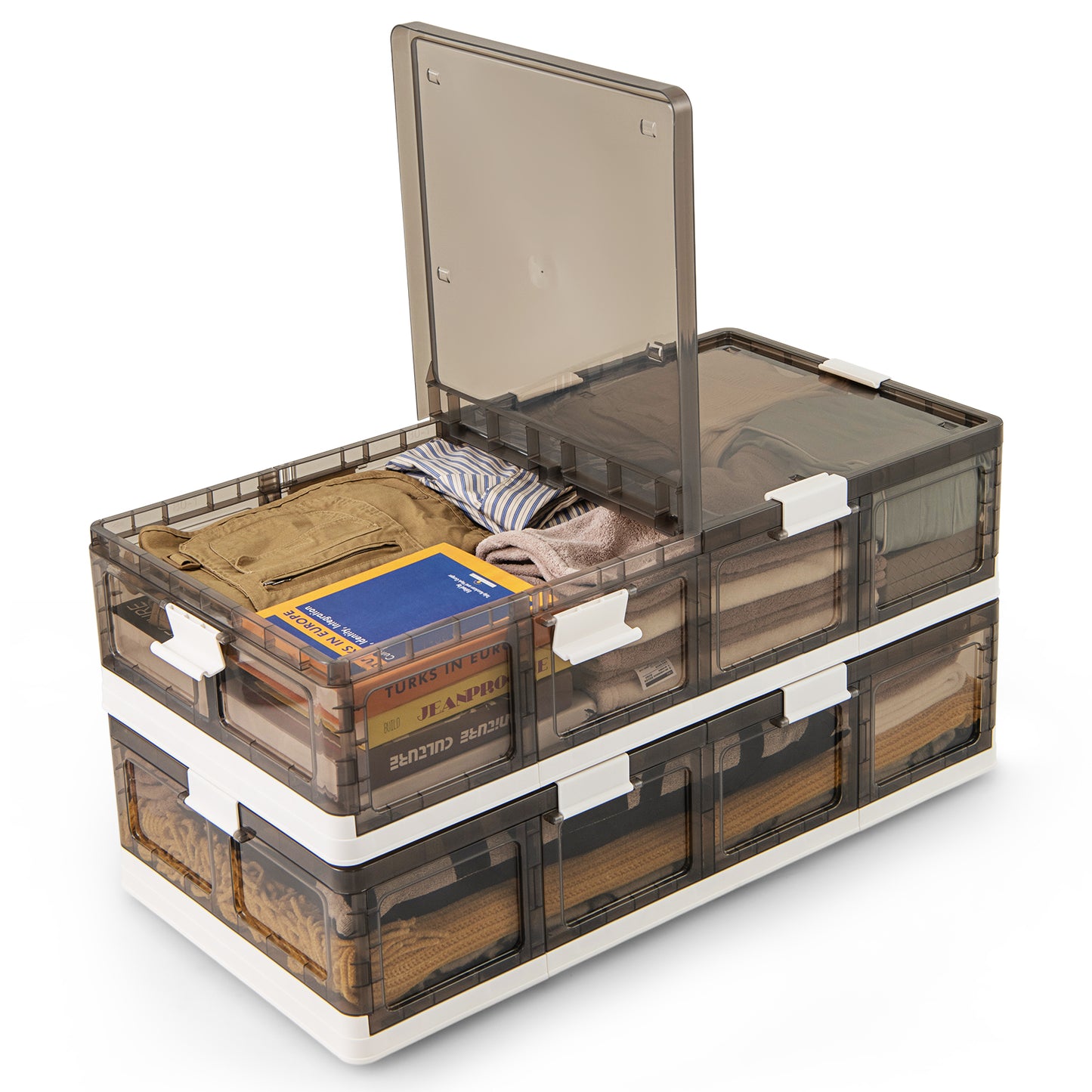 2 Pack Stackable Rolling Storage Bins with Lids