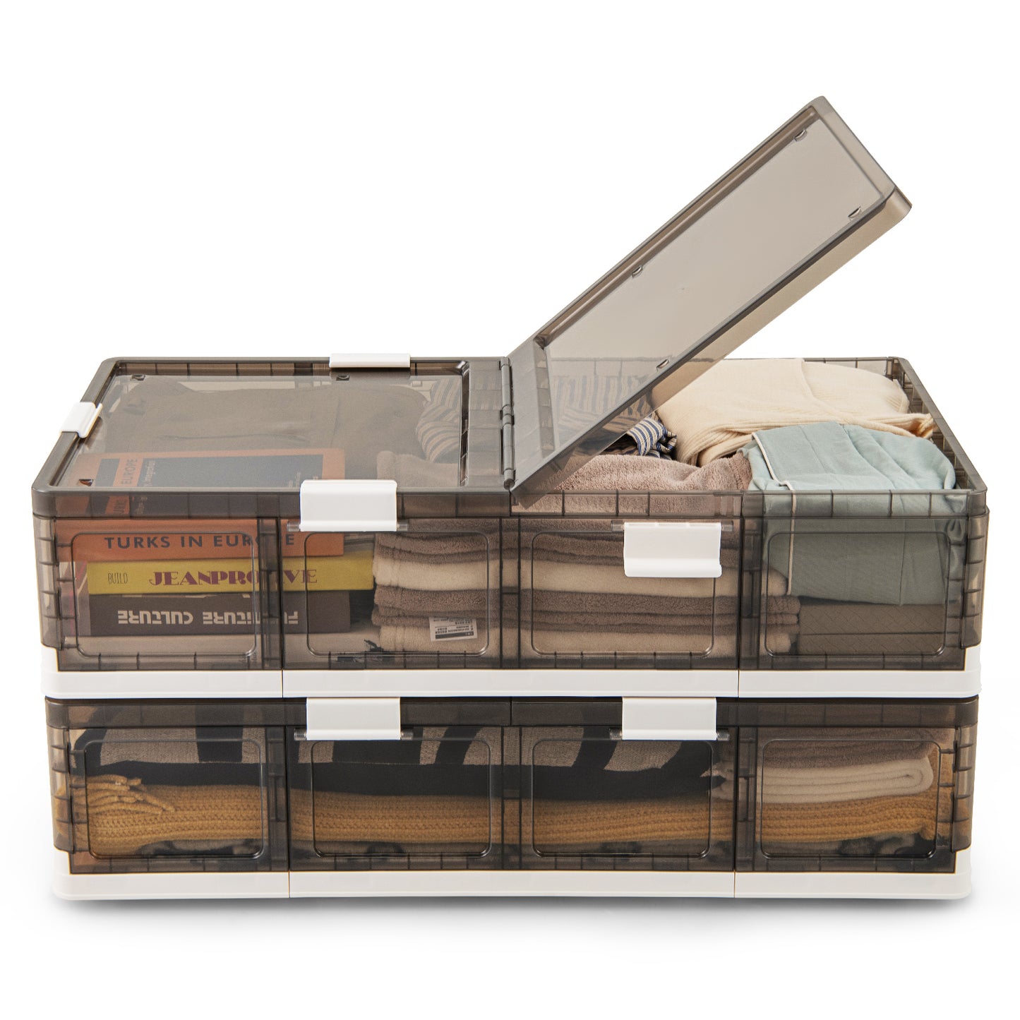 2 Pack Stackable Rolling Storage Bins with Lids