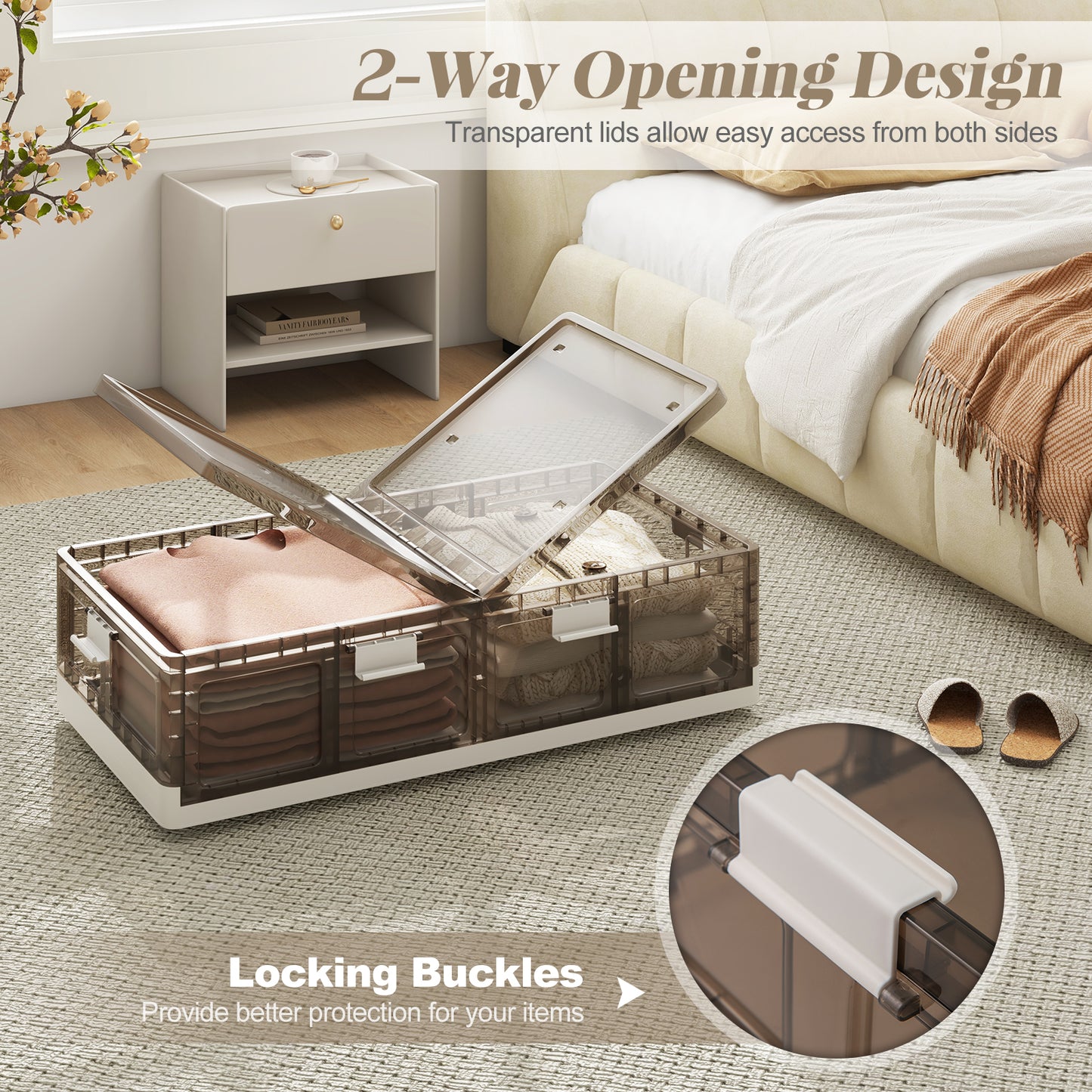 2 Pack Stackable Rolling Storage Bins with Lids