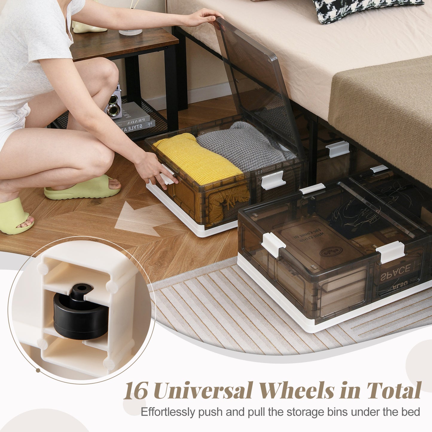 2 Pack Stackable Rolling Storage Bins with Lids
