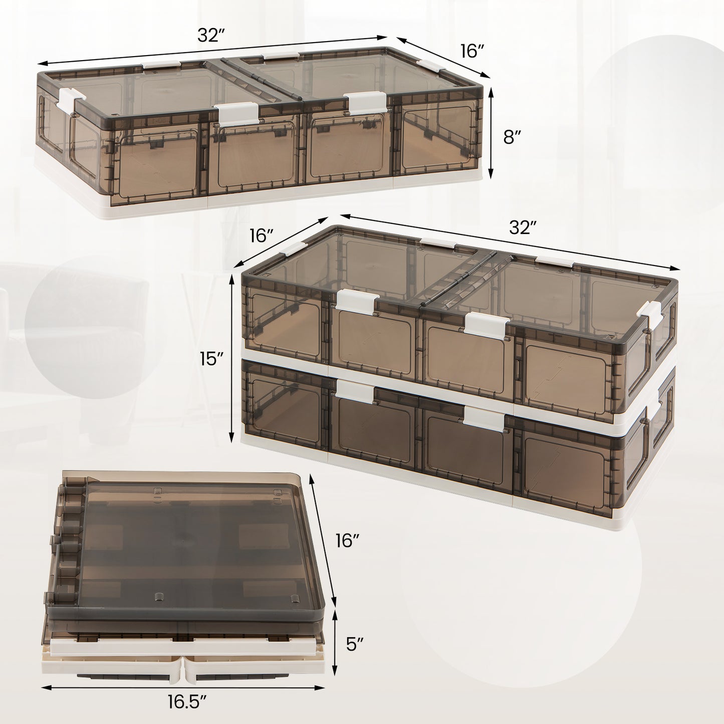 2 Pack Stackable Rolling Storage Bins with Lids