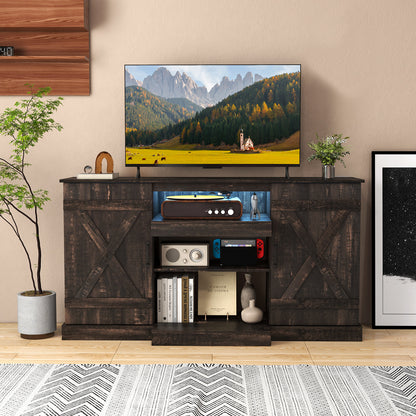 Rustic LED TV Stand with Adjustable Shelves for TVs up to 68 Inches, 20 Color Display, 58 Inch Console