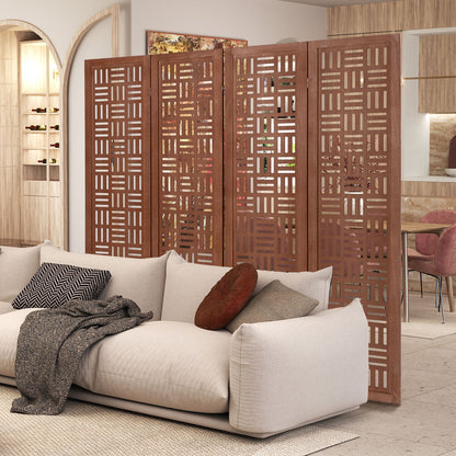 4-Panel Solid Wood Folding Room Divider Partition Screen for Privacy & Space Separation