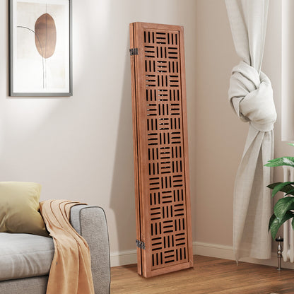 4-Panel Solid Wood Folding Room Divider Partition Screen for Privacy & Space Separation