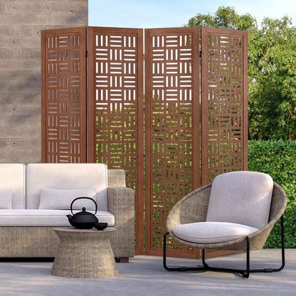 4-Panel Solid Wood Folding Room Divider Partition Screen for Privacy & Space Separation