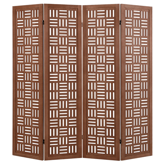 4-Panel Solid Wood Folding Room Divider Partition Screen for Privacy & Space Separation