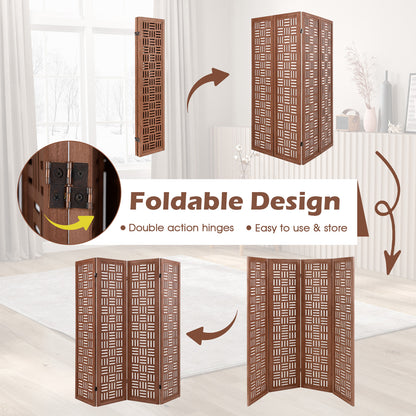 4-Panel Solid Wood Folding Room Divider Partition Screen for Privacy & Space Separation