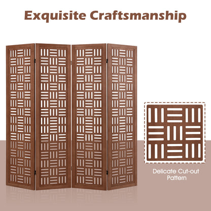 4-Panel Solid Wood Folding Room Divider Partition Screen for Privacy & Space Separation