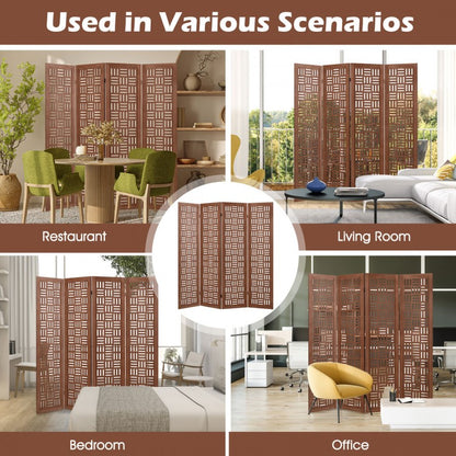 4-Panel Solid Wood Folding Room Divider Partition Screen for Privacy & Space Separation