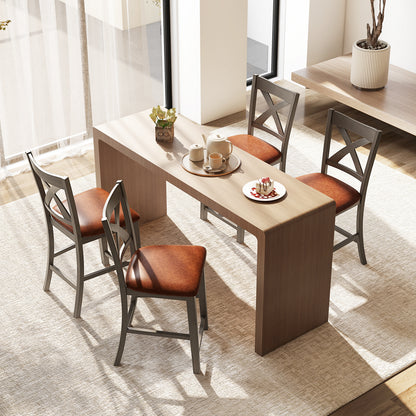 2-Piece Bar Stool Set with Cross Back and Faux Leather Padded Seat