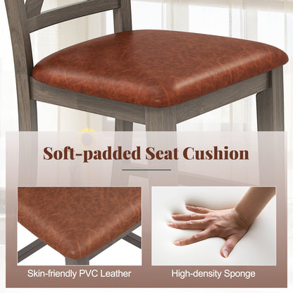 2-Piece Bar Stool Set with Cross Back and Faux Leather Padded Seat