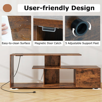 60 Inch Entertainment Center TV Stand with Built-in Power Outlet Supports TVs up to 55 Inches