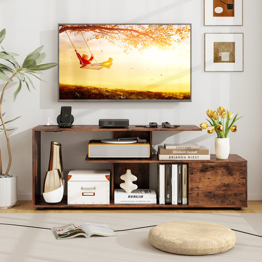 60 Inch Entertainment Center TV Stand with Built-in Power Outlet Supports TVs up to 55 Inches