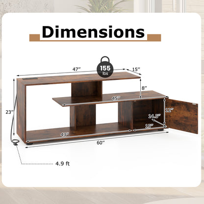 60 Inch Entertainment Center TV Stand with Built-in Power Outlet Supports TVs up to 55 Inches